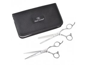 OLIVIA GARDEN SilkCut PRO SHEAR KIT Silver 6-5' + 6'35T Left  - sada nůžek pro leváky