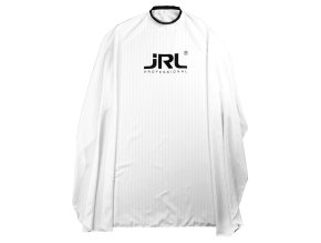 JRL Professional Classic Styling Sape White - pruhovaná barber pláštěnka - bílá s logem JRL