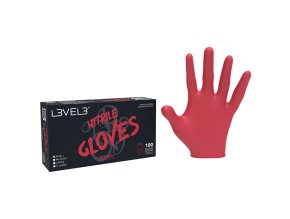 Červené profesionální nitrilové rukavice L3VEL3 Nitrile gloves M - Red 100ks