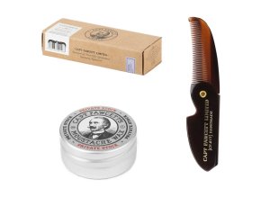 Dárková sada vosku a skládacího hřebínku na knír CAPTAIN FAWCETT Private stock