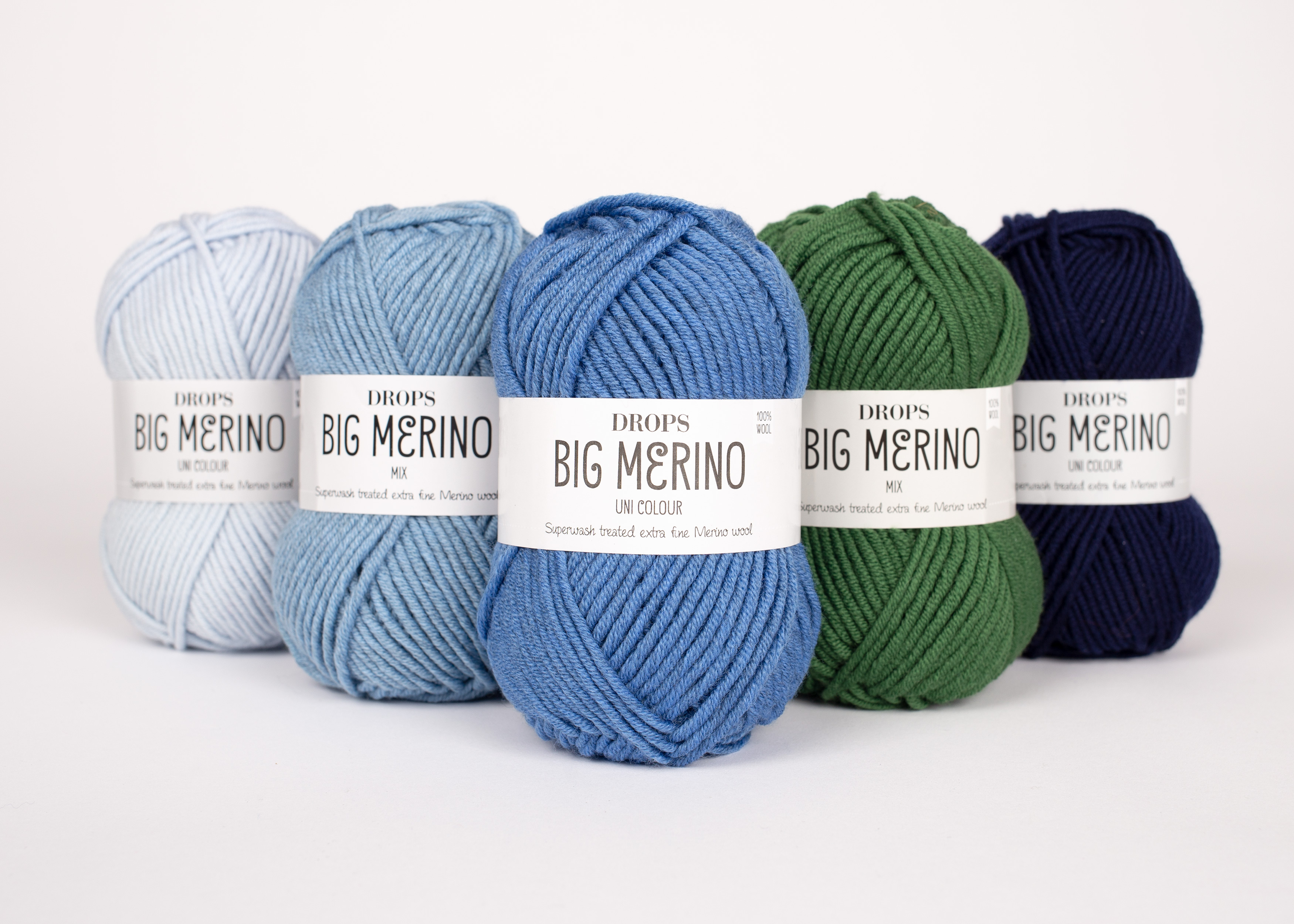 five big merino yarn drops