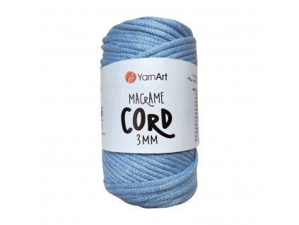 yarn art macrame cord 3 mm svetlá modrá 760