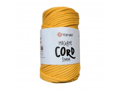 yarn art macrame cord 3mm žltá sýta 764