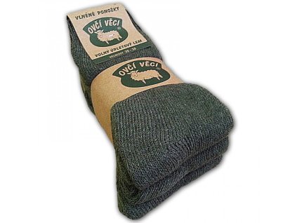 Ponožky z ovčí vlny - zelené - sada 3 páry