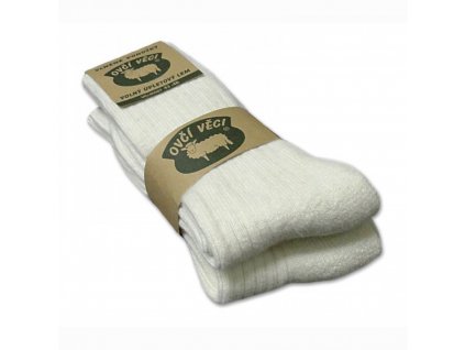 Ponožky z ovčí vlny 425 g - bílé sada 2 páry