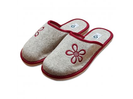 Dámské filcové pantofle s uzavřenou špicí s vínovým vzorem