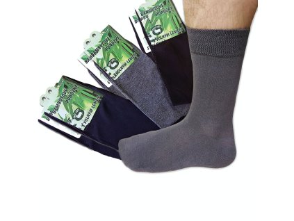 Ponožky bambusové, mix barev 6 párů hladké