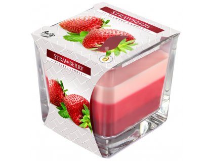 Tříbarevná vonná svíčka ve skle - Strawberry