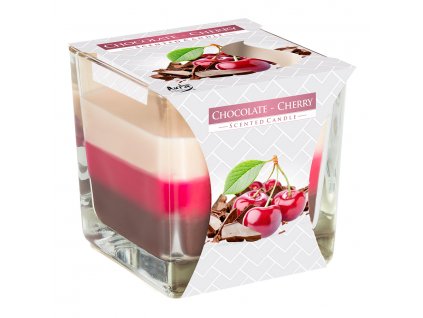 Tříbarevná vonná svíčka ve skle - Chocolate Cherry