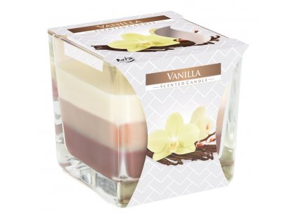 Tříbarevná vonná svíčka ve skle - Vanilla