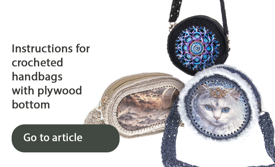 Crocheted handbags with plywood bottom