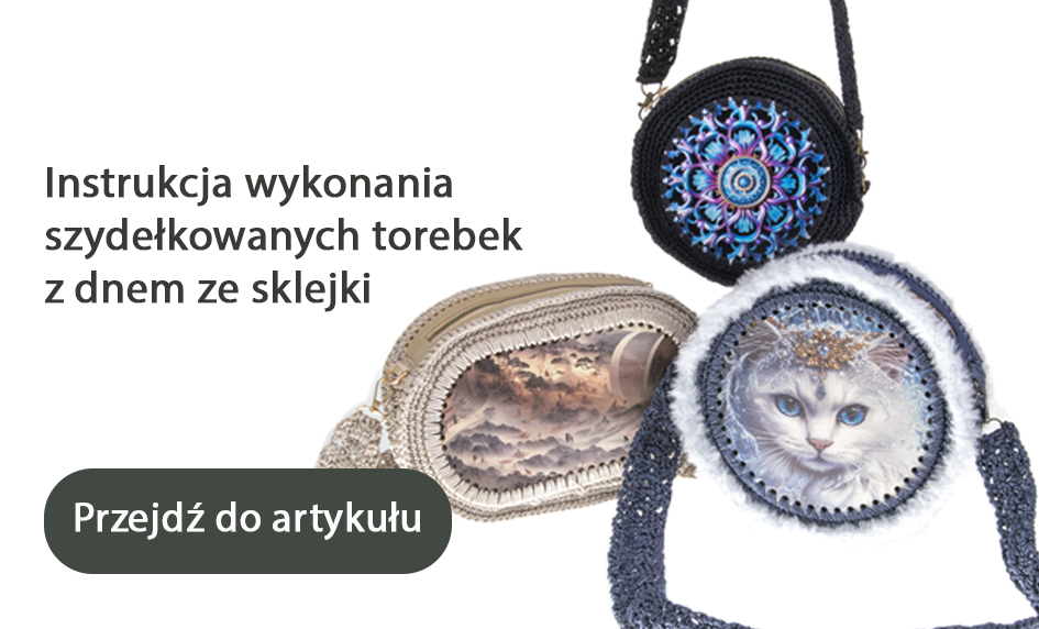 Szydełkowane torebki z dnem ze sklejki