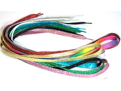 Tkaničky třpytivé 110 cm, šíře 10 mm 1