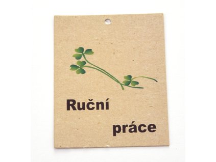 Cedulka papírová RUČNÍ PRÁCE 50x70 mm