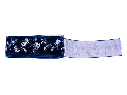 Blue ribbon with butterflies 25mm/2,5m