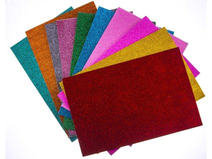 Samolepící pěnová guma Moosgummi s glitry 20x30 cm 1