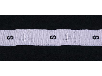Textilní etiketa s velikostí bílá 12mm/1m