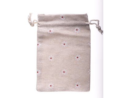 Linen bag flowers 10x14cm