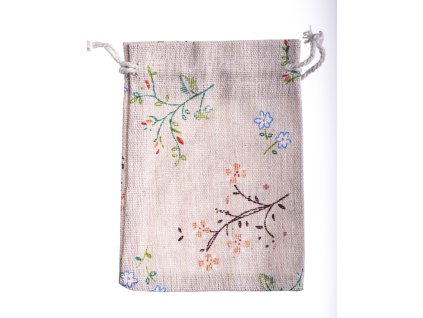 Woreczek lniany kwiaty 95x135mm