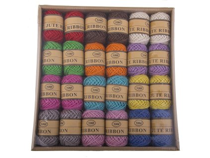 Jutový povrázok farebný MIX 24ks