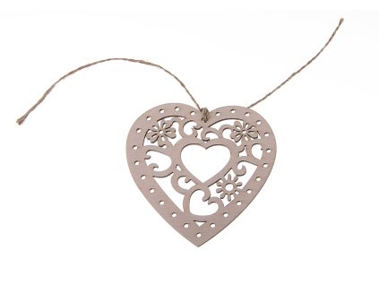 Wooden heart decoration 8x8cm