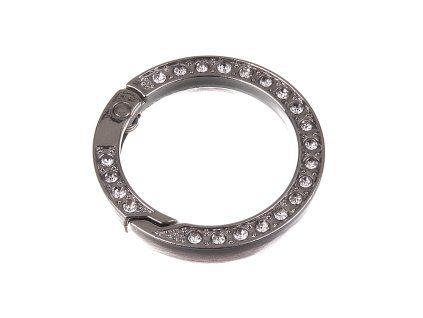 Karabińczyk okrągły z cyrkoniami 34mm