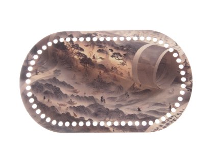 Bottom - lid plywood oval with print 20 x 12 cm