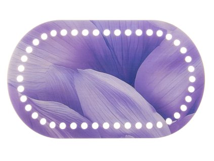 Plywood bottom - lid oval with print purple 20 x 12 cm