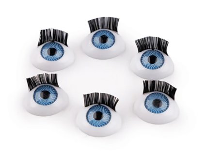 Plastové oči s řasami k nalepení 11x15 mm