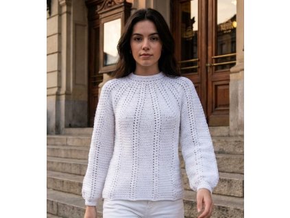 Crocheted white sweater EDEN