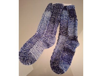 Knitted socks blue melange