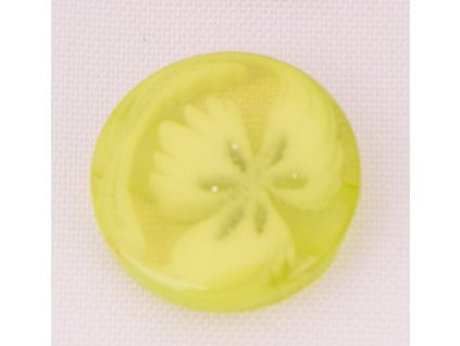 Knoflík 14 mm průhledný s kytkou