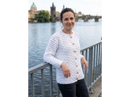 White crocheted sweater