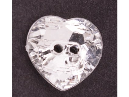 Knoflík 15 mm průhledné srdce