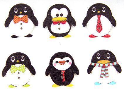Button 25x24 mm penguin MIX