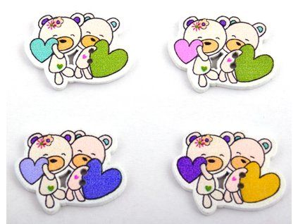 Button 32x25 mm bears MIX