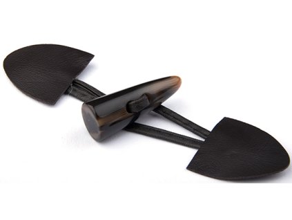 Knoflík 50 mm roh-kůže tmavě hnědý kabátový