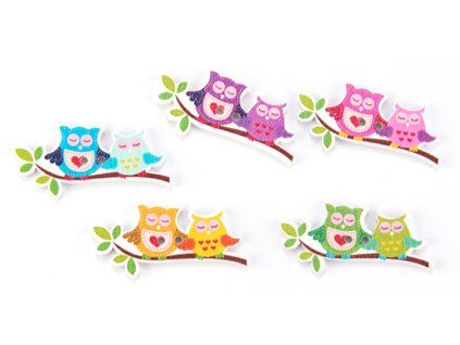 Button 41x19 mm owl MIX