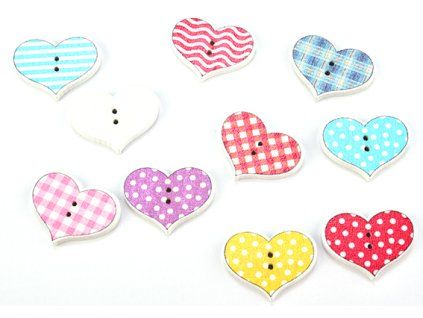 Button 24x19 mm heart MIX
