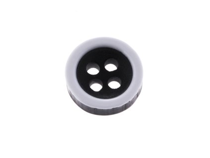 Guzik 11 mm czarny z białym paskiem