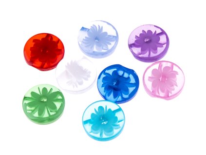 Knoflík 12 mm průhledný s kytkou FLÓRA