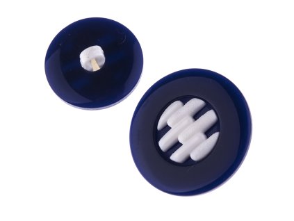 Button 18mm white-blue plastic
