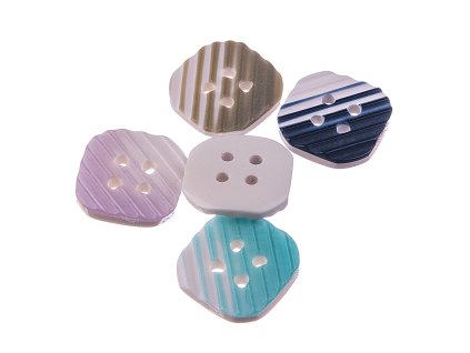 Knoflík 13,5mm bílý s proužky plastový