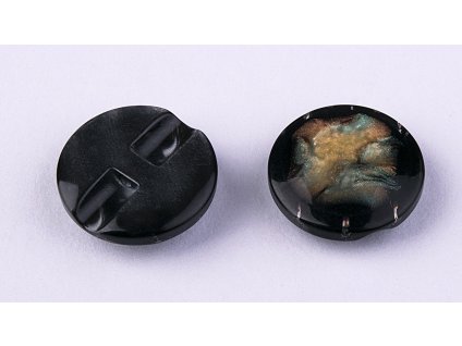 Knoflík 20mm černý s perletí plastový