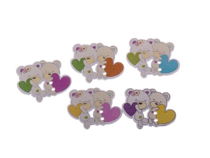 Knoflík/aplikace medvídci 32x25m MIX