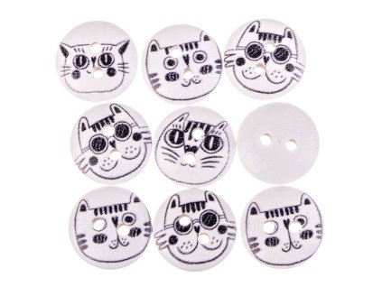 Knoflík 15 mm dřevěný kočka