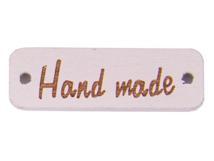 Našívací dřevěná značka 30x10 mm HAND MADE