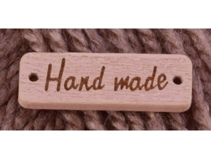 Našívací dřevěná značka 30x10 mm HAND MADE