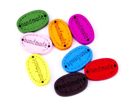 Sewing wooden sign 19x11 mm HAND MADE MIX