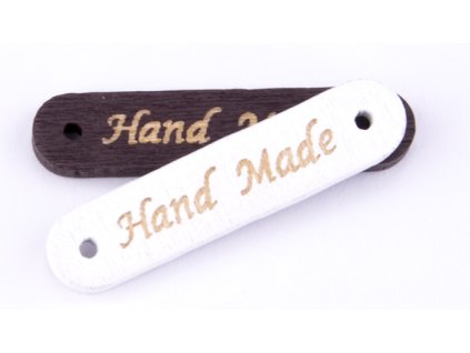Našívací dřevěná značka 8x35 mm HAND MADE 1